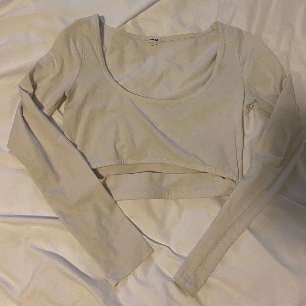 white crop long sleeve